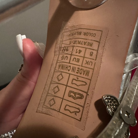 Simmi London BEATRIZ CLEAR SILVER IRIDESCENT BUTTERFLY HIGH HEELS - Picture 6 of 7